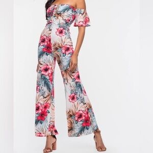 A’Gaci Cali Breeze Tropical Floral Off-Shoulder Wide-Leg Jumpsuit | XS | NWOT